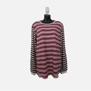 Free People size Medium We the Free Sawyer Stripe Tee Long Sleeve Oversized NEW